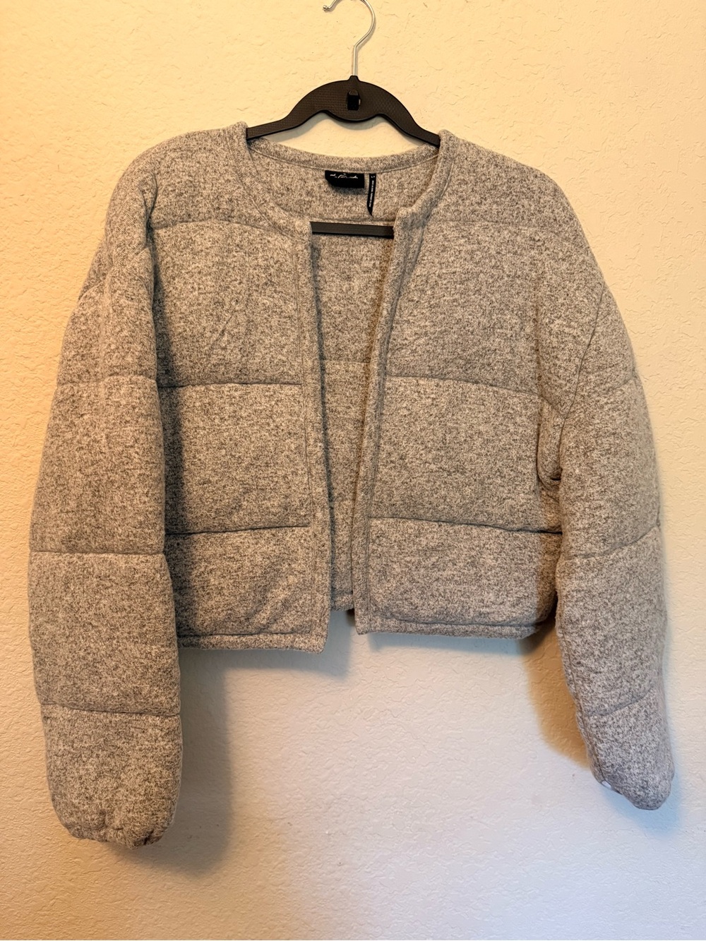Urban Outfitters Heather Gray Cropped Puffer Jacket